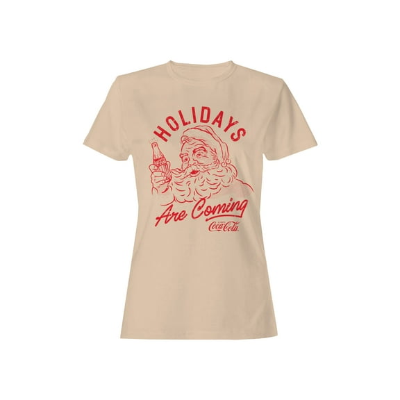 Officially Licensed Coca Cola Holidays Are Coming Santa Graphic Women's T-shirt