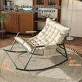 thumbnail image 5 of Comfortable Ergonomic Rocking Chair with Cushions and Storage  Ideal for Bedroom, Living Room, and Garden, Off White, 5 of 15