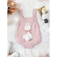 thumbnail image 3 of Musuos Baby Girls Easter Overalls Sleeveless Bunny Print Bow Rompers 3 6 9 12 18M Newborn Spring Outfit, 3 of 9
