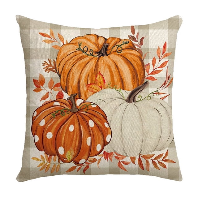 18x18 Inch Thanksgiving Pillow Cover Linen Throw Pillowcase with Invisible Zipper for Sofa Living Room Home Decor