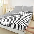 thumbnail image 3 of jejeloiu Vintage Geometric Striped Bed Sheets,Modern Abstract Art King Sheets,White Black Sheet Set For Men Women,Luxury Bedroom Decor,4-Piece, 3 of 7