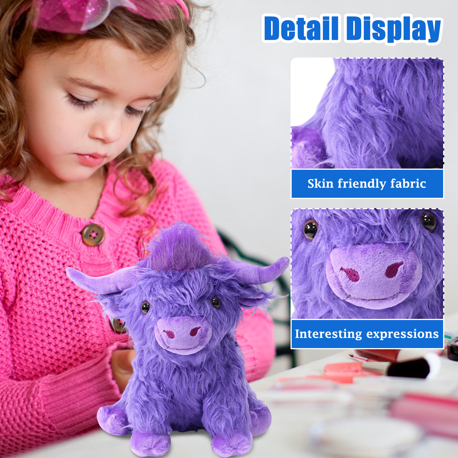 9.8Inch Cute Highland Cow Stuffed Animal Plush Doll, Perfecr Birthday Christmas Holiday Valentines Gifts, Easter Basket Stuffers