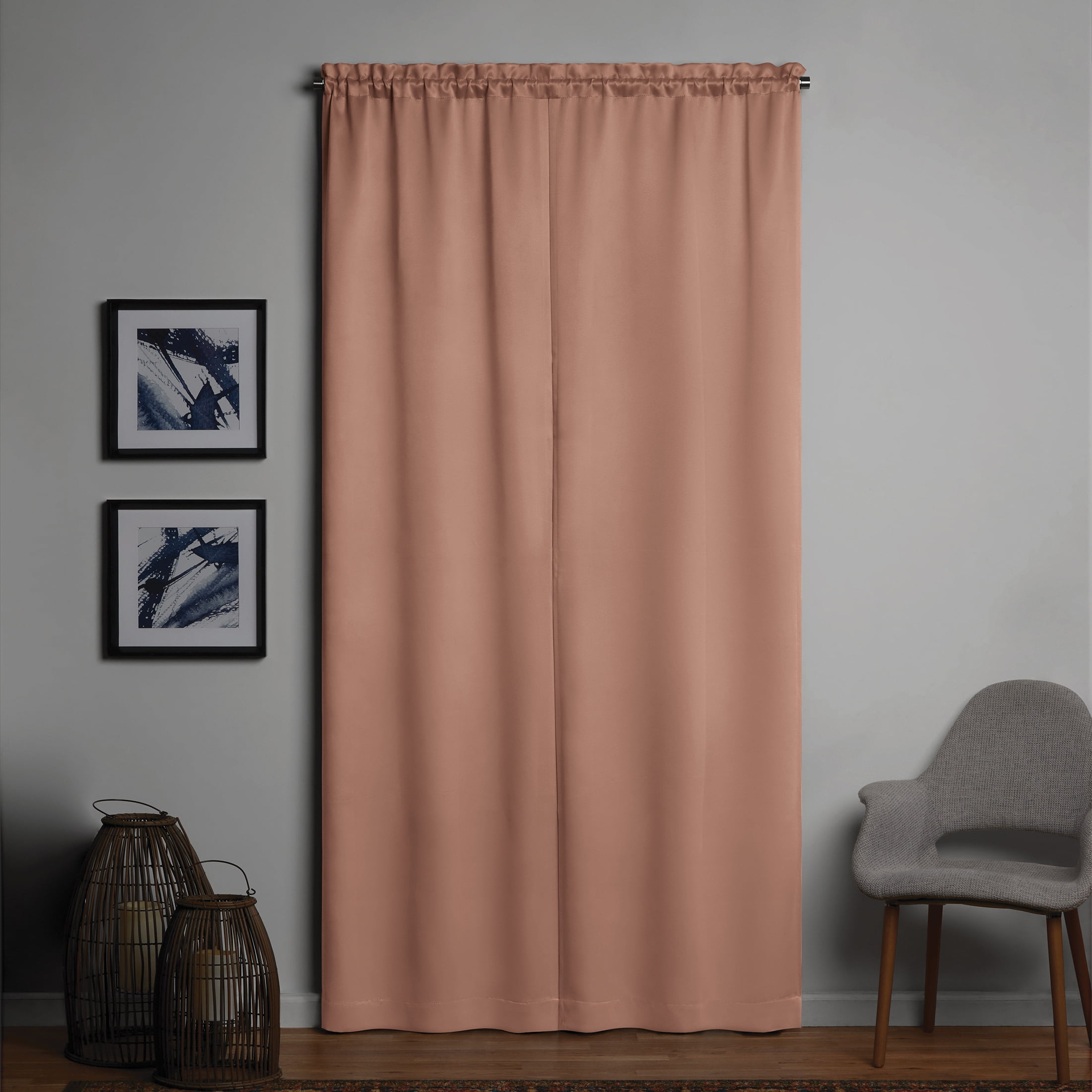 Mainstays Solid Blackout Curtain Panel Pair, 2 Panels, Terracotta, 30 in x 95 in