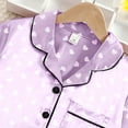 thumbnail image 6 of Uccdo 7-12T Little Girls Satin Silk Pajama Set, 2Pcs Big Girl Summer Heart Printed Button-up Tops+Shorts Sleepwear Nightwear Gift For Kids, 6 of 8
