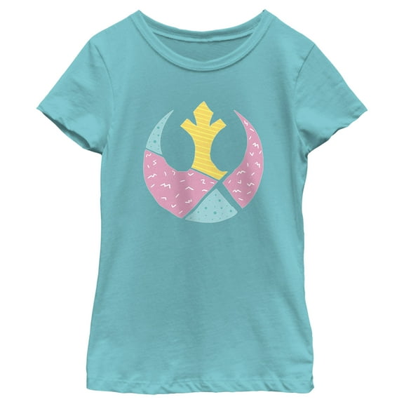 Girl's Star Wars Easter Egg Rebel Alliance Logo Graphic Tee Tahiti Blue Large