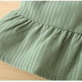 thumbnail image 6 of StylesILove Baby Toddler Girls Solid Ruffle Hem Long Puff Sleeve Corduroy Dress Princess Casual Spring Fall Outfit (24 Months, Green), 6 of 7