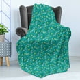 thumbnail image 4 of Floral Soft Flannel Fleece Throw Blanket, Botanical Pattern Colorful Meadow Flowers and Flying Butterflies, Cozy Plush for Indoor and Outdoor Use, 50" x 60", Dark Seafoam and Multicolor, by Ambesonne, 4 of 5