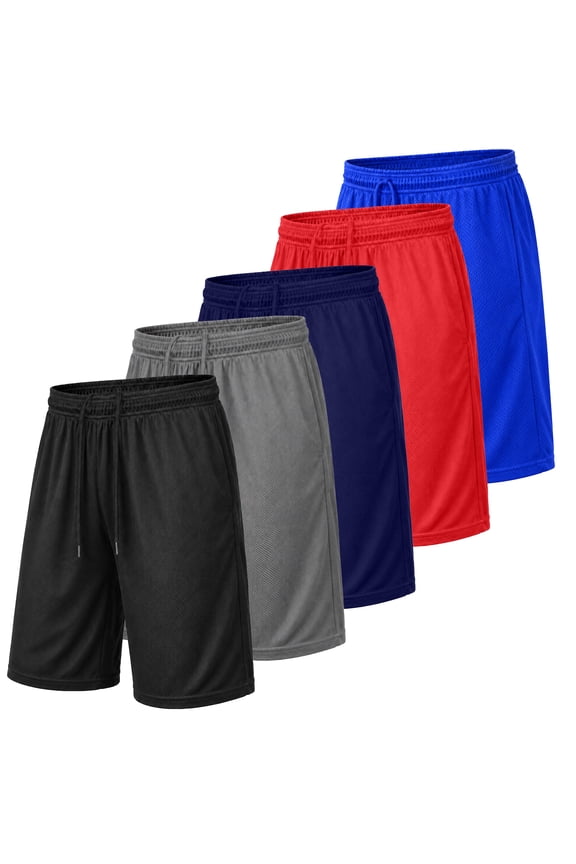 Men's 5-Pack Lightweight Breathable Moisture Wicking Mesh Shorts