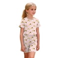 thumbnail image 6 of Girls Cat Print 2 Piece Outfit Short Sleeve Top and Shorts Set Soft Stretchy Cute Pink Summer Matching Clothes for Kids & Girls,Size 5 T, 6 of 8