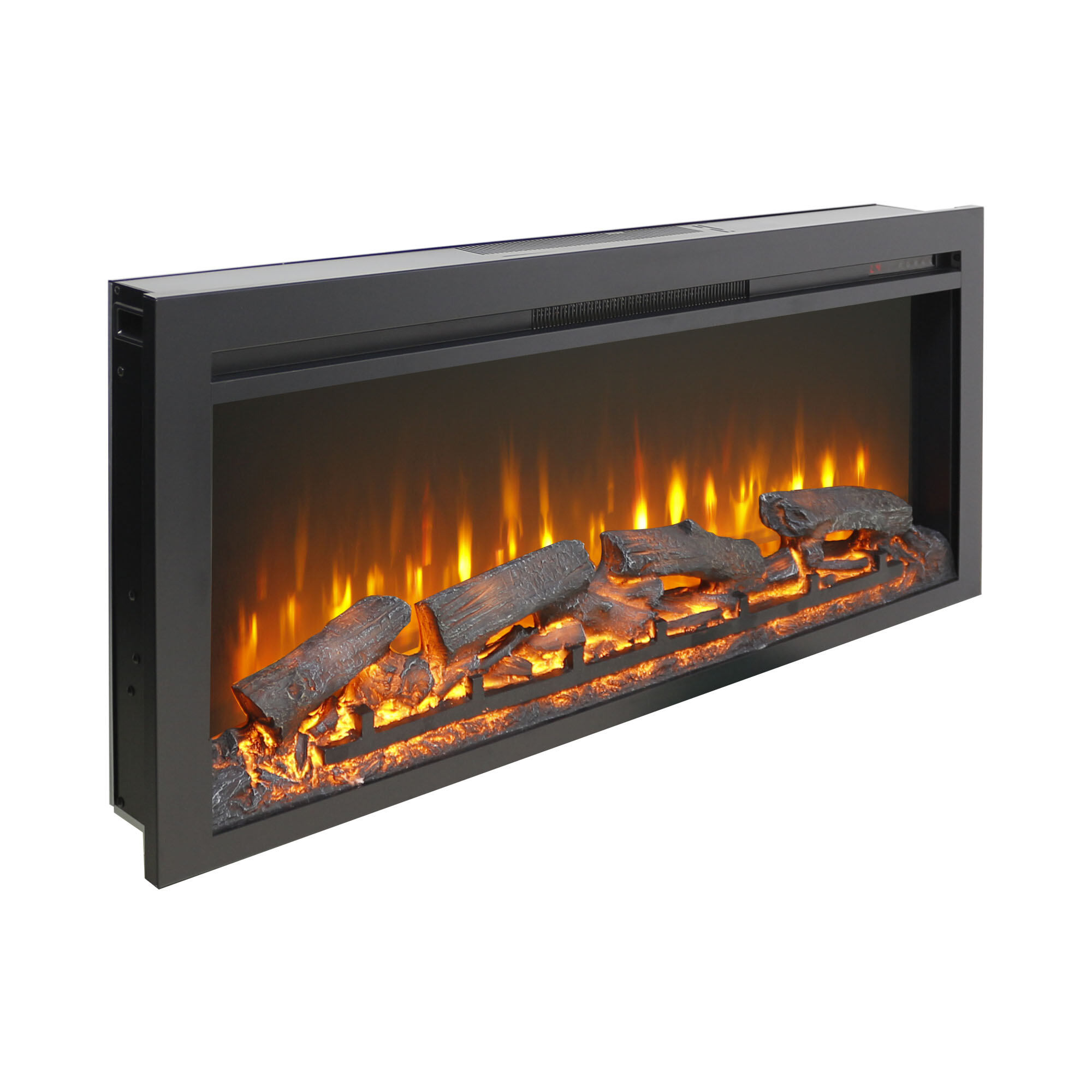 Electric Indoor Fireplaces, 44 inch wall recessed electric fireplace with remote and Imitation Flame , LED light heater, Antique Black Indoor Fireplaces,Fireplace Tools Set