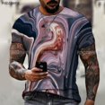 thumbnail image 1 of 2024 Summer Men's New Short-sleeved 3D Printing Technology Round Neck Design Fashionable T-shirt With Free, 1 of 5