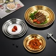 thumbnail image 4 of Callipe Stainless Steel Dinner Plates Round Salad Serving Plate Easy to Clean Pizza Fruit Bowl for Home Kitchen Outdoor Camping BBQ, 4 of 7