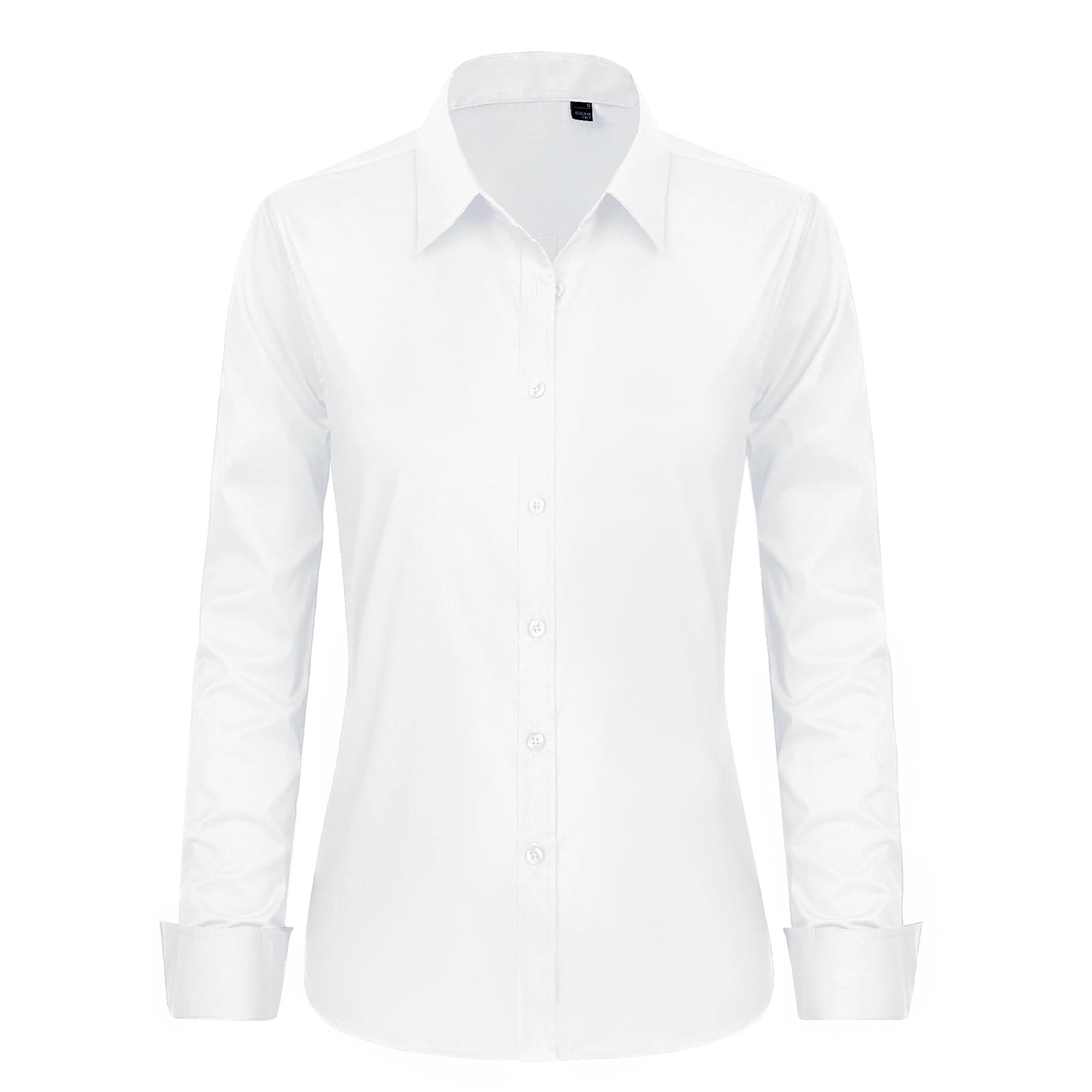 Up-dating Women's Button Down Shirts Long Sleeve Basic Classic Soft Shirt Collared Dressy Casual Solid Color