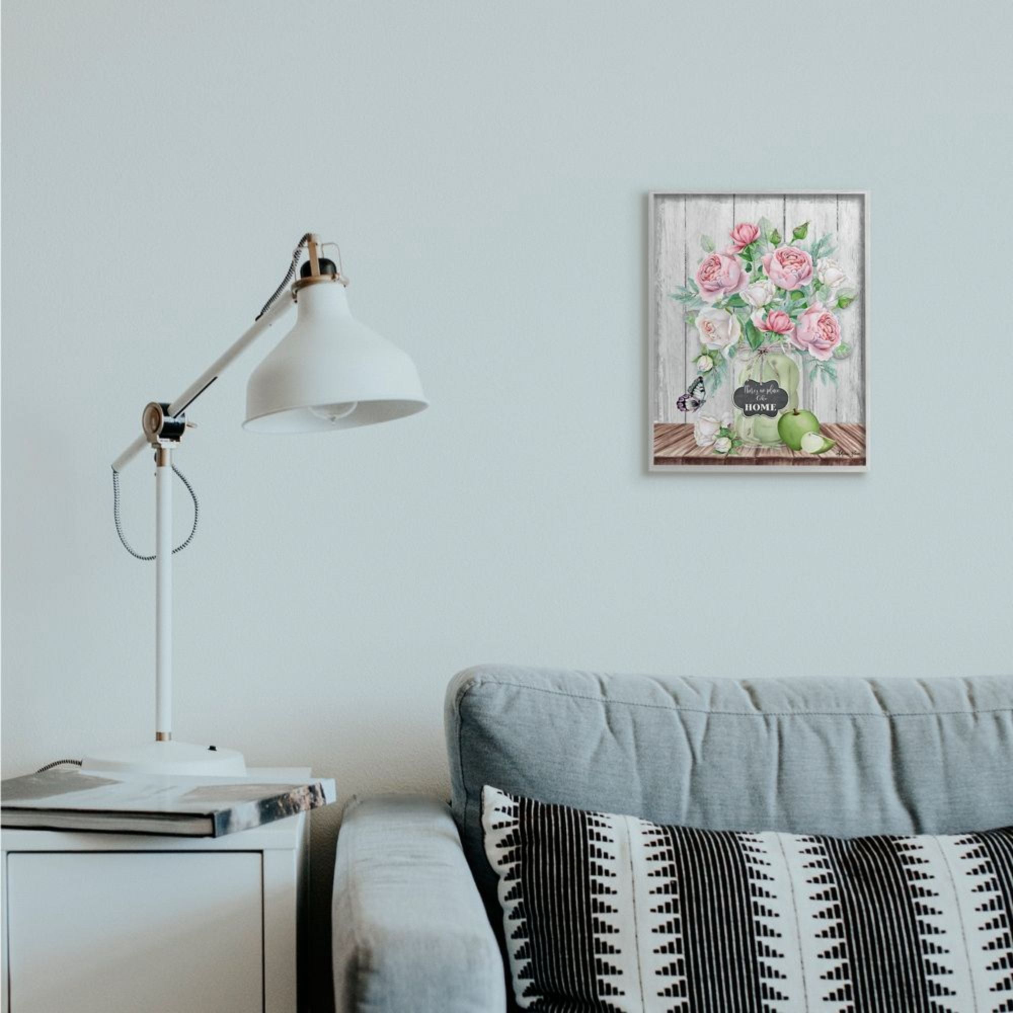 Stupell Industries No Place Like Home Text Pink Roses Fruit Jar Design by Sheri Hart