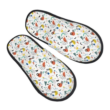 

Jgfou Geometric Retro Print Womens Cozy Memory Foam Slippers Soft Warm Slip On House Slippers Anti-Skid Rubber Sole Creative Gifts for Women Mom Girlfriend