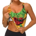 thumbnail image 4 of Vsdgher Cool Dinosaur Playing Guitar Print Women Sleeveless Athletic Tank Top Built-in Bra Camisole Sports Vest for Yoga Running Fitness Exercise with Removable Pads, 4 of 8