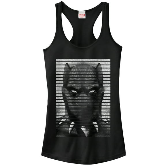 Junior's Marvel Black Panther Striped Profile Racerback Tank Top Black Small