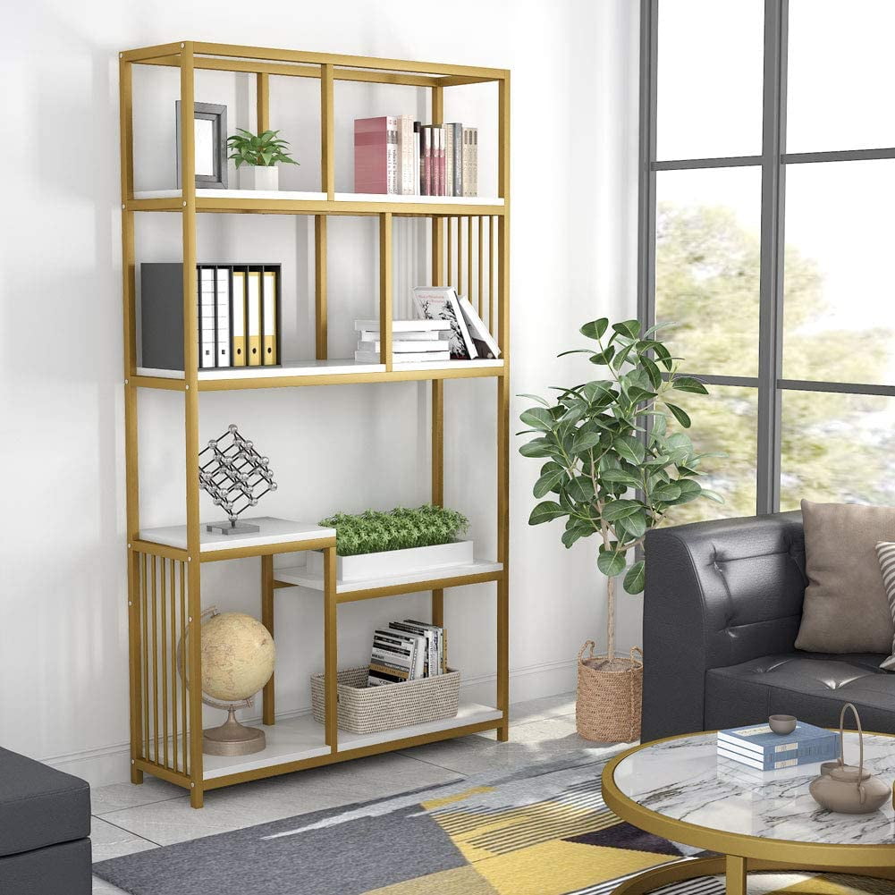 Tribesigns 7-Open BookShelf, Modern Large Etagere Bookcase Bookshelf Display Storage Shelves with Metal Frame for Home Office