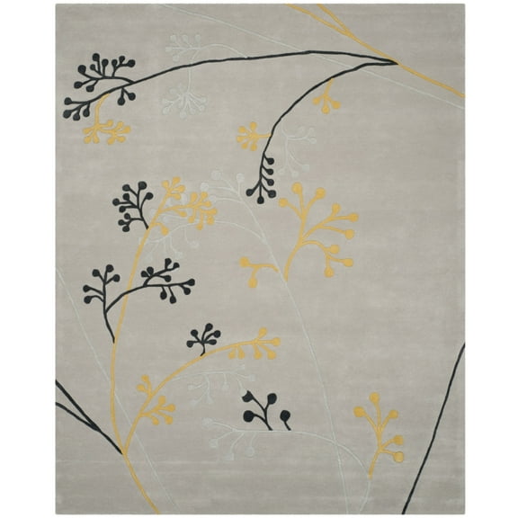 SAFAVIEH Soho Piper Floral Wool Area Rug, Grey, 8' x 8' Square