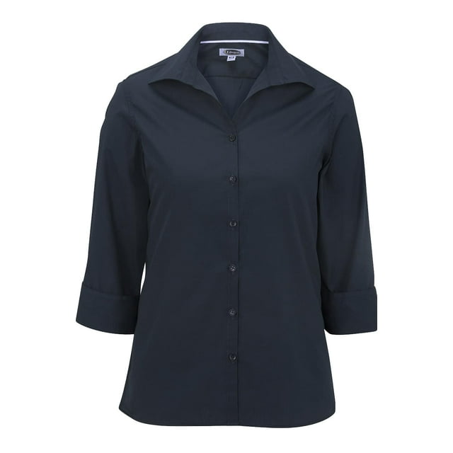Edwards Blouse Popeline Légère à Col Ouvert pour Femmes - Manches 3/4