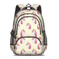 thumbnail image 2 of Unicorn and Stripe Yellow Pattern Backpack for School, Cute School Bag with Adjustable Shoulder Straps and Padded Back, 16.9"x12.6"x5.9", 2 of 5