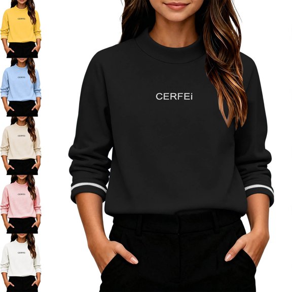 Afuyipoi Girls Sweatshirt Mock Neck ( 6 Months - 12 Years ) Fall Winter Warm Underwear Black 9-12M