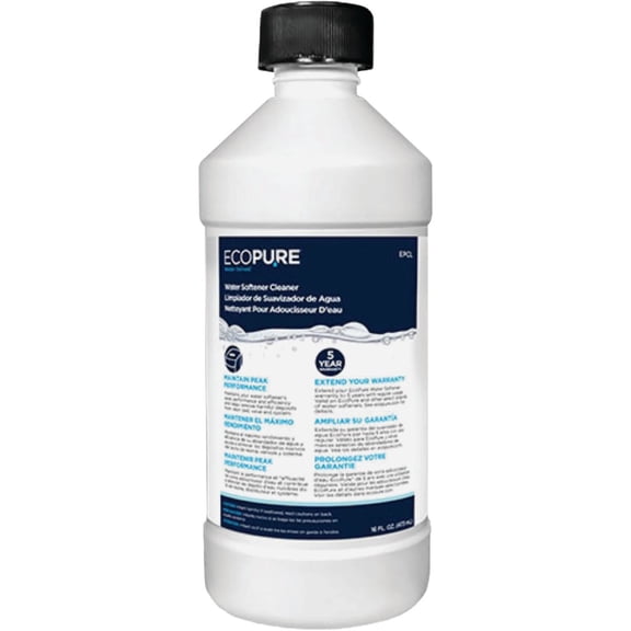 EcoPure Universal Water Softener Cleaner EPCL - Liquid Formula - 16 oz, White
