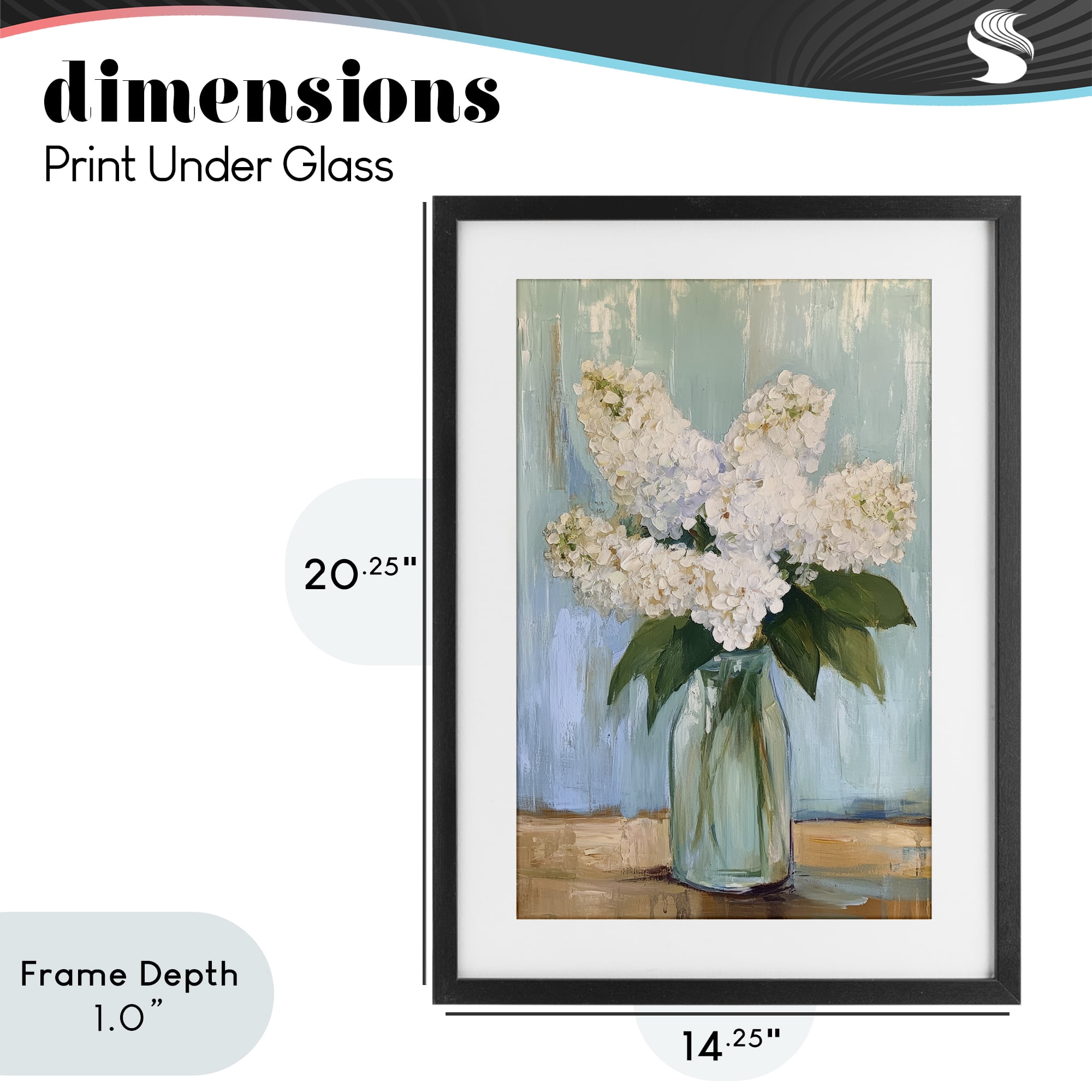 Stupell Industries Tall Flowers in Glass Vase Black Framed Print Under Glass, design by Petal Prints Design