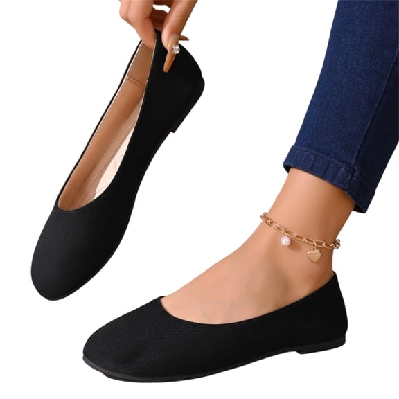 Flat Shoes for Women 2026 Casual Pointed Toe Slip On Ballet Flats Ballerina Womens Casual Shoes Comfortable Walking Shoes Slip On Shoes Women Business Soft Walking Shoes Comfort Dressy Flats Black 36