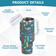 thumbnail image 2 of Yayeee 40oz Stainless Steel Tumbler with Straw and Handle Double-Wall Insulated Travel Water Bottle, Cartoon Beach Pattern, 2 of 8
