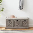 thumbnail image 2 of Willow 40" Farmhouse 3 Drawer Storage Bench in Gray Wash/Oatmeal Linen, 2 of 9