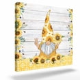 thumbnail image 2 of Sunflower Gnome Framed Canvas Wall Art, Country Yellow Floral Plaid White Wood Grain Wall Art Painting for Living Room Bedroom Home Decor, 16”x16”, Office Artwork Print, 2 of 9