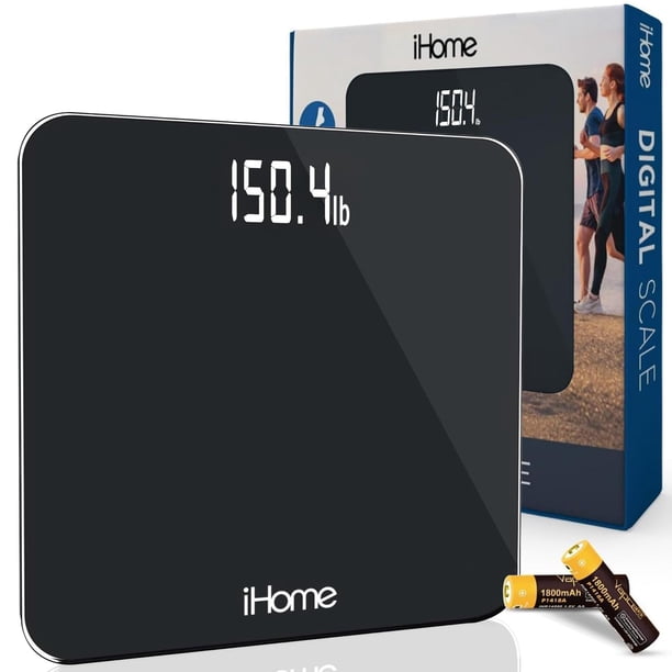 iHome - Báscula digital para baño con escala, báscula de peso corporal de alta precisión, 400 libras