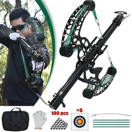 Outdoor Shooting Hunting Compound Bow Metal Belt Steel Ball Slingshot Long-range Shooting Dual-purpose Pulley Compound Bow Package