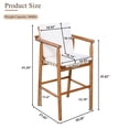 thumbnail image 5 of 2PCS Outdoor Counter Height Bar Stools - Acacia Wood with Backrest/Armrest Removable Beige Cushions 400LBS Capacity for Patio/Pool/Garden, 5 of 10