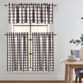 thumbnail image 2 of Volkmi 30CM Buffalo Check Rod Pocket Window Valance Home Decor Window Treatments (Coffee), 2 of 8