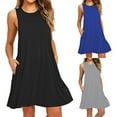 thumbnail image 1 of Robe Décontractée Sans Manches à Col Rond avec Poches pour Femmes, Été 2022, 1 of 6