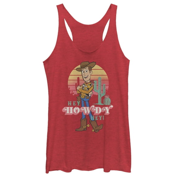 Women's Toy Story Hey Woody Racerback Tank Top Red Heather X Large