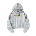 thumbnail image 2 of Sudadera con capucha corta para mujer, cómoda, moderna, gris, con cordón, recortada XL, 2 of 8