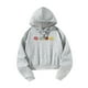 thumbnail image 2 of Sudadera con capucha recortada para mujer, cómoda, de moda, gris, con cordón, suéter recortado,, 2 of 8