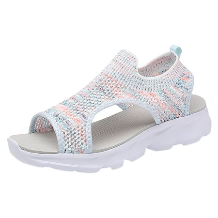 

PEASKJP Sandals Women Wide Feet Women s Two Strap Buckle Sandal Casual Summer (Sky Blue 9)