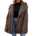 thumbnail image 5 of Hueook Faux Suede Jacket Women Womens Ladies Warm Faux Furry Long Coat Jacket Winter Solid V-neck Outerwear Coffee M, 5 of 7