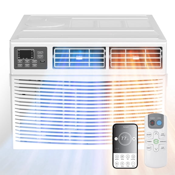 TABU 18000 BTU Window Air Conditioner with Heat, Window AC Unit & Heater Combo with APP & Remote Control, Up to 850 Sq. Ft.