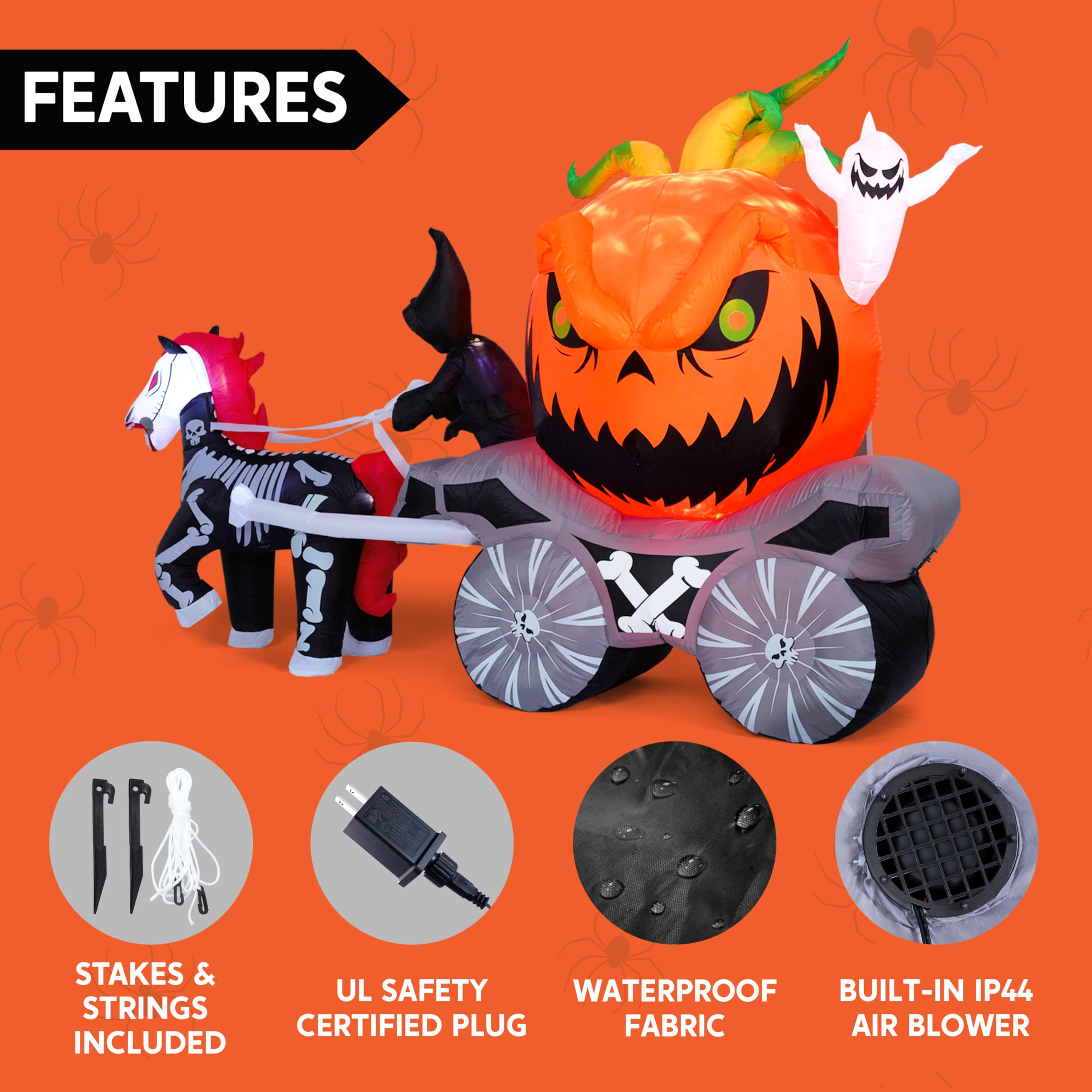 Joyfy 8ft Halloween Pumpkin Carriage Inflatable with LEDs photo 5