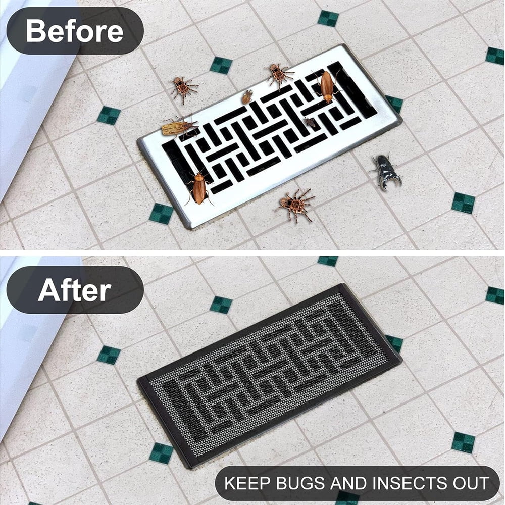 NOGIS 400x300mm DIY Floor Register Vent Cover, 2Pack Magnetic Vent Cover Floor Register Trap AC Air Vent Screen Mesh for Floor Wall Ceiling Catch Debris Hair Insect, with 8PCS Magnetic Strip