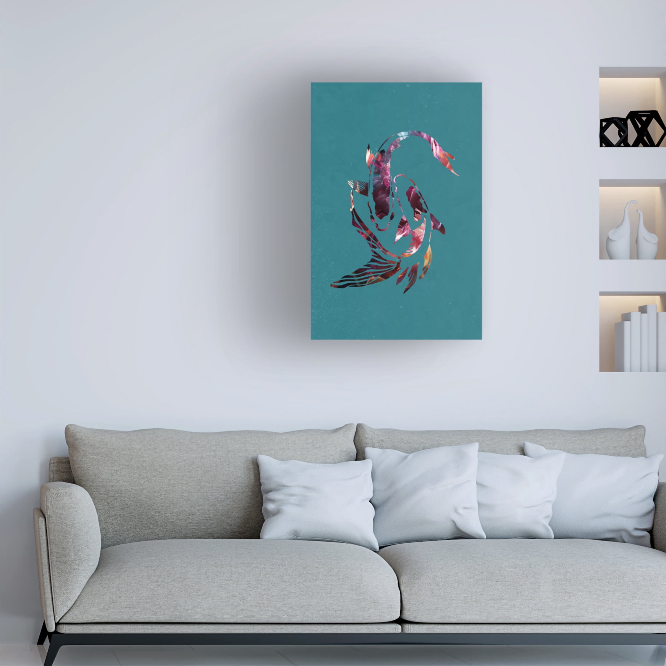 Trademark Fine Art Sarah Manovski  Pink Koi Fish Canvas Wall Art