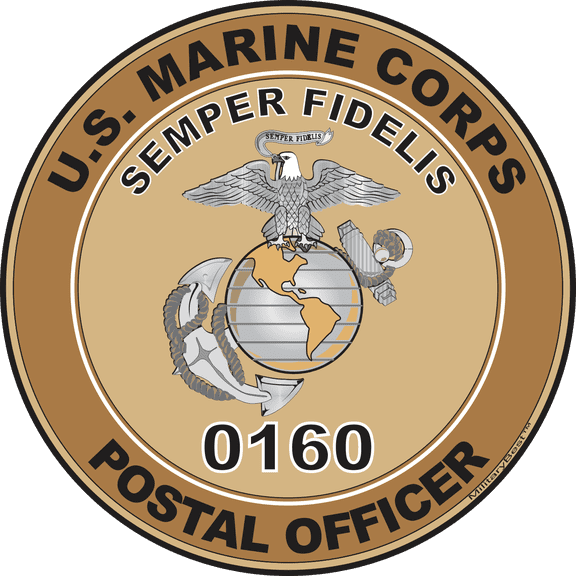 U.S.M.C. MOS 0160 Postal Officer Decal 3.8" - Desert Tan