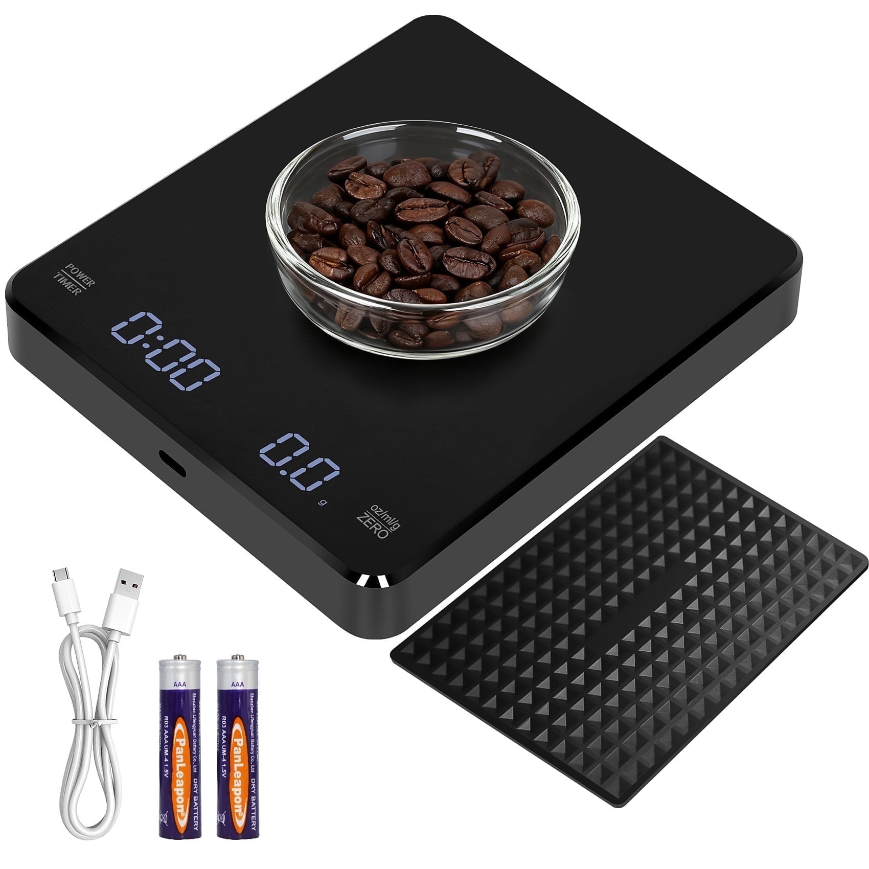 FUNXEE High Precision Digital Coffee Scale with Timer - 3kg Capacity, 0.1g Accuracy for Pour Over, Espresso and Kitchen Use, LCD Display