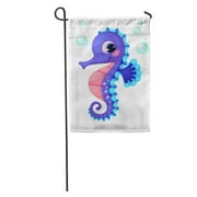 KDAGR Blue Baby Beautiful Seahorse Cartoon Colorful Hippocampus Adorable Aquarium Garden Flag Decorative Flag House Banner 28x40 inch