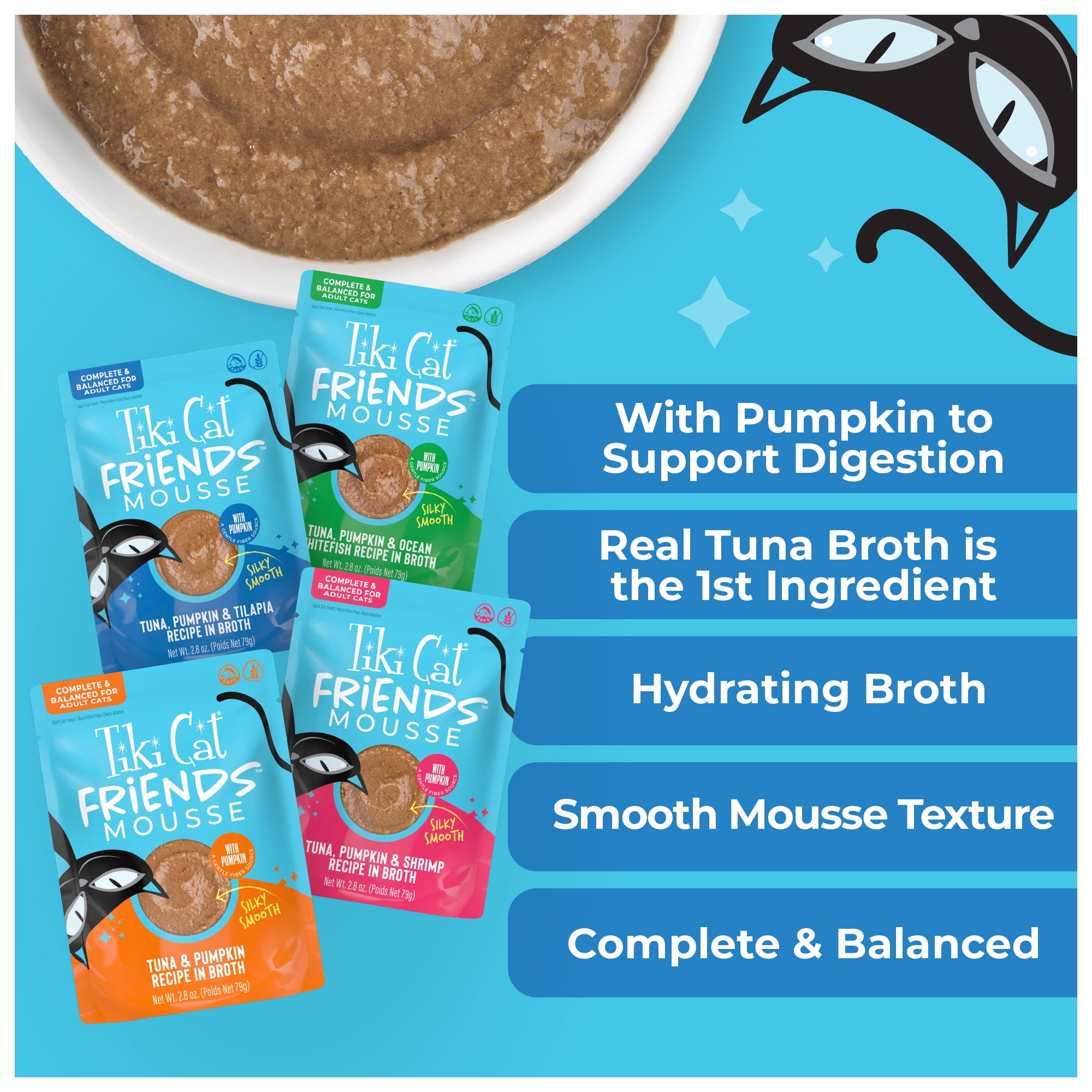(2 pack) Tiki Cat Friends Mousse Tuna Variety Pack, 2.8 oz pouch